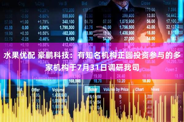 水果优配 豪鹏科技：有知名机构正圆投资参与的多家机构于7月31日调研我司